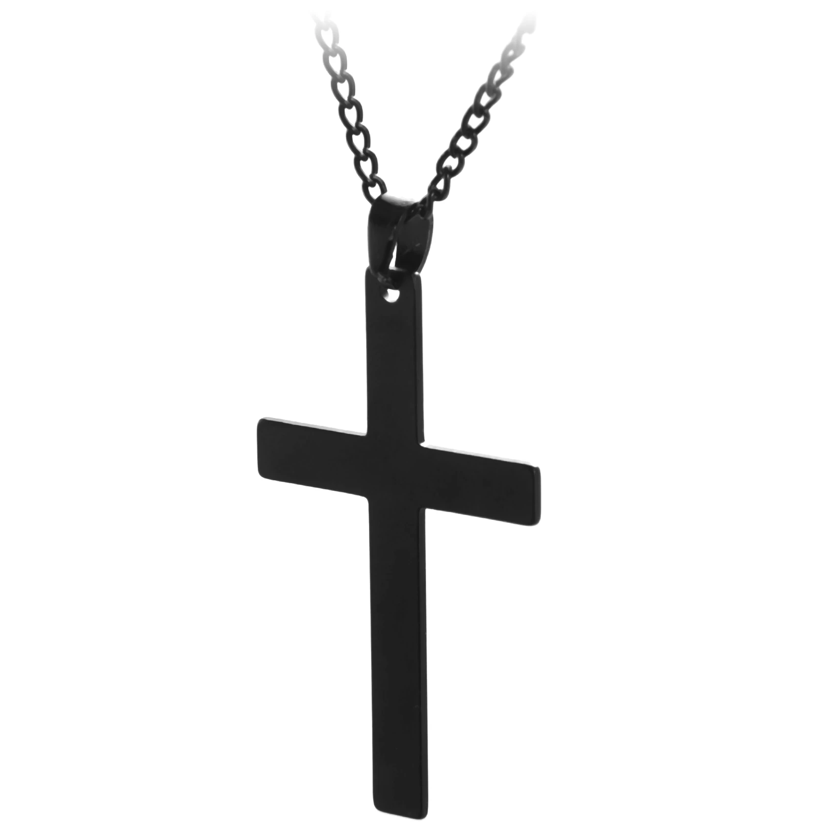 Vintage Cross Pendant Necklace Stainless Steel Black Chain Pendant Necklace Men Necklace