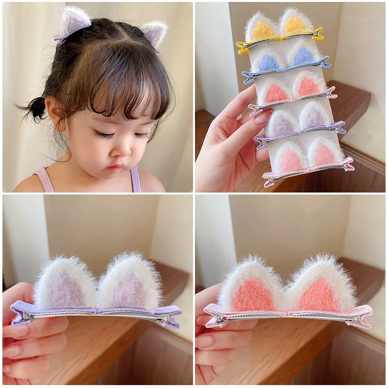 New Plush Cat Ears Hairpins Women Sweet Barrettes Kids Fashion Ornaments Gift Girls Cute Hair Clips Hair Accessories