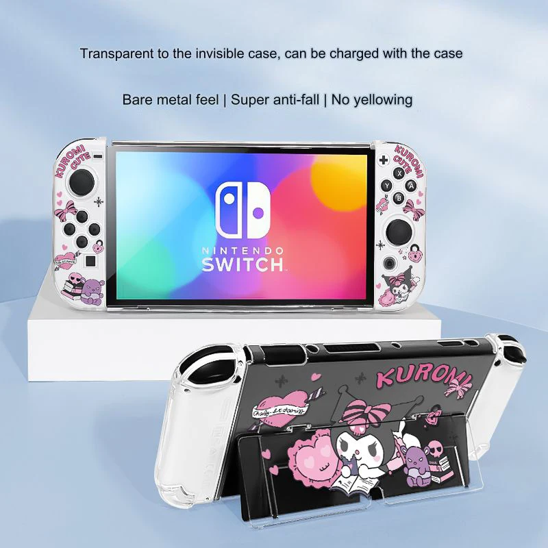 Sanrio Kuromi Transparent Hard Protective Case for Nintendo Switch NS OLED Game Console Controller Gaming Anti-wear Accessories