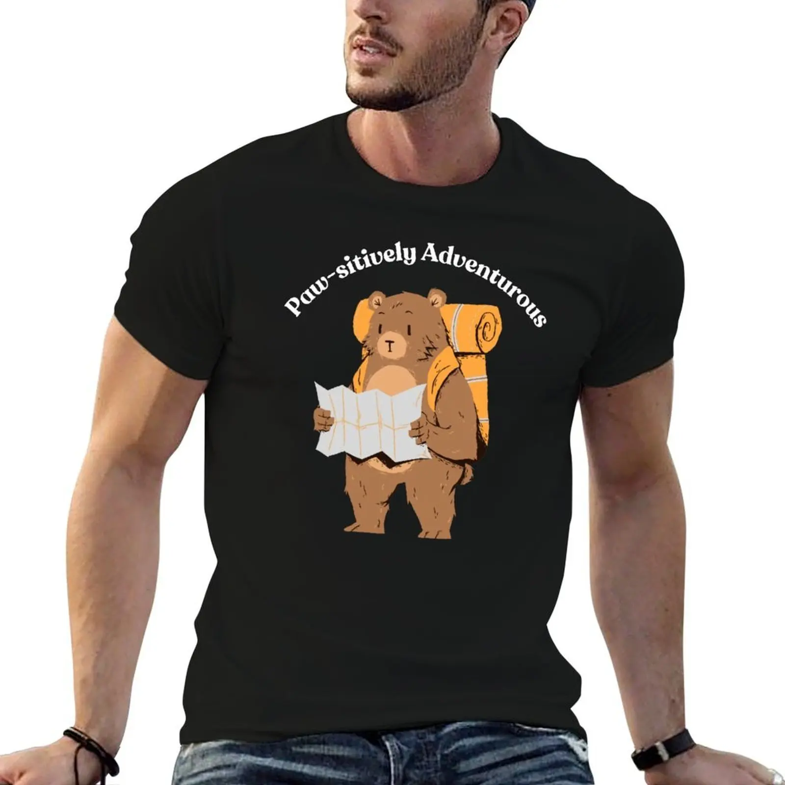 Cute Funny Bear Wild Adventure Hiking T-Shirt man t shirts for men casual t shirt for man 100 percent cotton T-Shirt