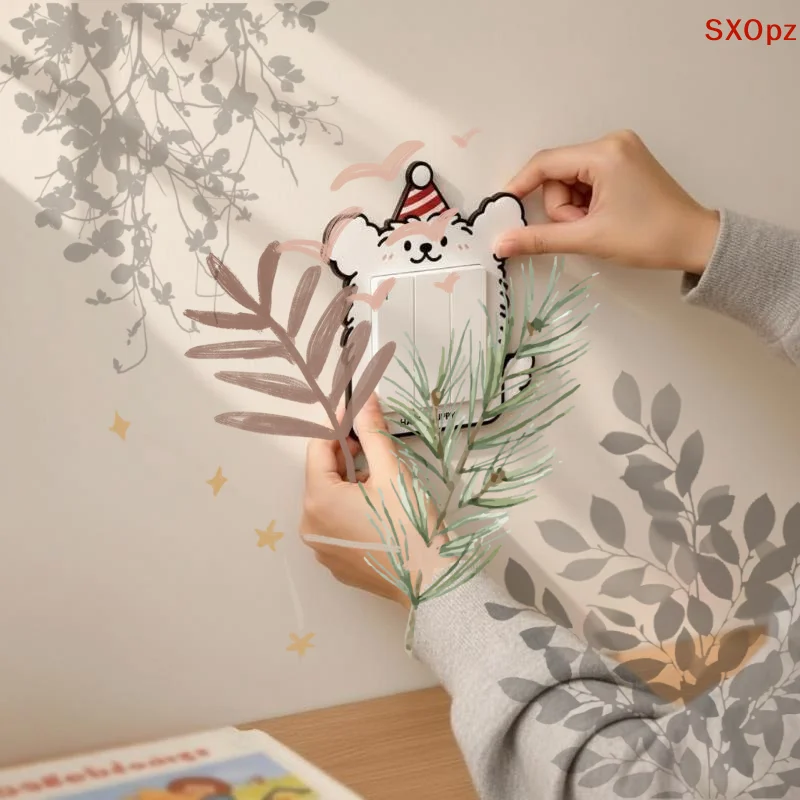 Cute Cartoon Puppy Light Switch Cover Self Adhesive Back Perfect For Bedroom Living Room Wall Decoration