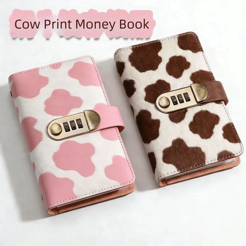 

Книга для сбора денег с кодовым замком, 100 конвертов, для челленджа по накоплению, с рисунком коровы, водонепроницаемая, многоразовая