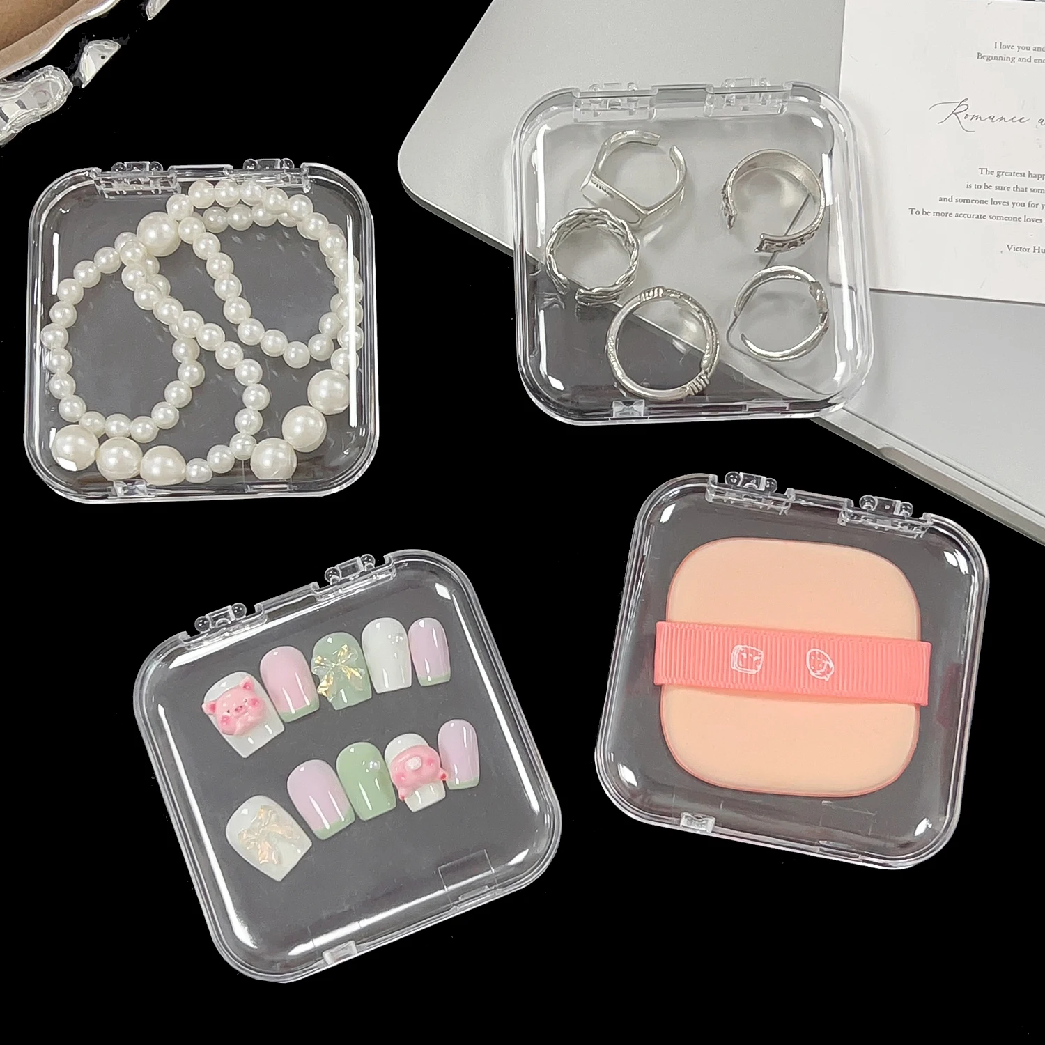 Przezroczysty pudełko do suszenia pudru Wodoodporny, pyłoszczelny futerał do przechowywania gąbek do makijażu Przenośny uchwyt na kosmetyki Narzędzia