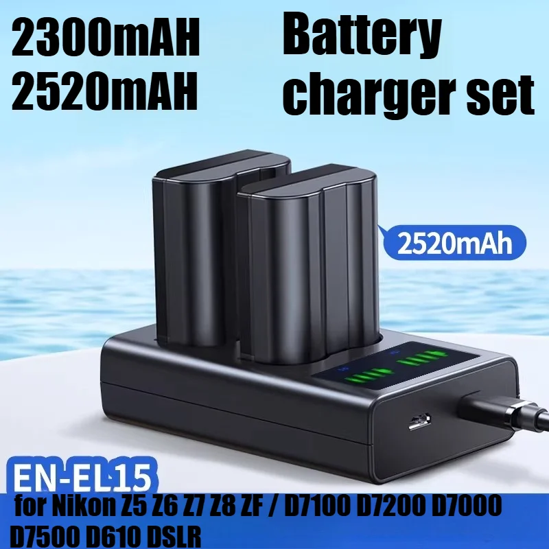 2520mAh Li-ion EN-EL15 Battery for Nikon Z5 Z6 Z7 Z8 ZF / D7100 D7200 D7000 D7500 D610 DSLR Camera Rechargeable Replacement
