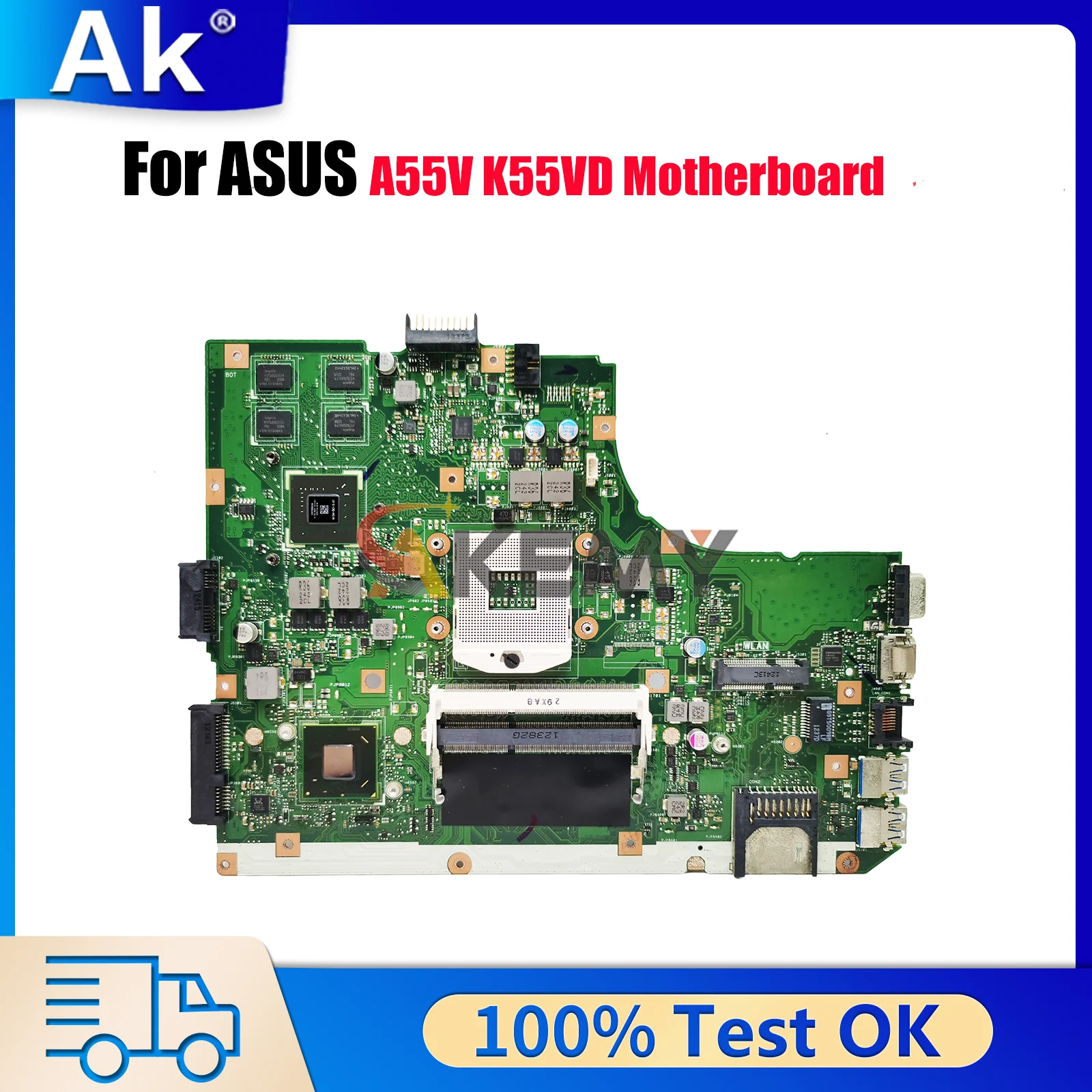

K55VD Laptop Motherboard For ASUS K55V K55VM K55VJ K55VD Notebook Mainboard This item is in stock 100% tests OK fast shipping