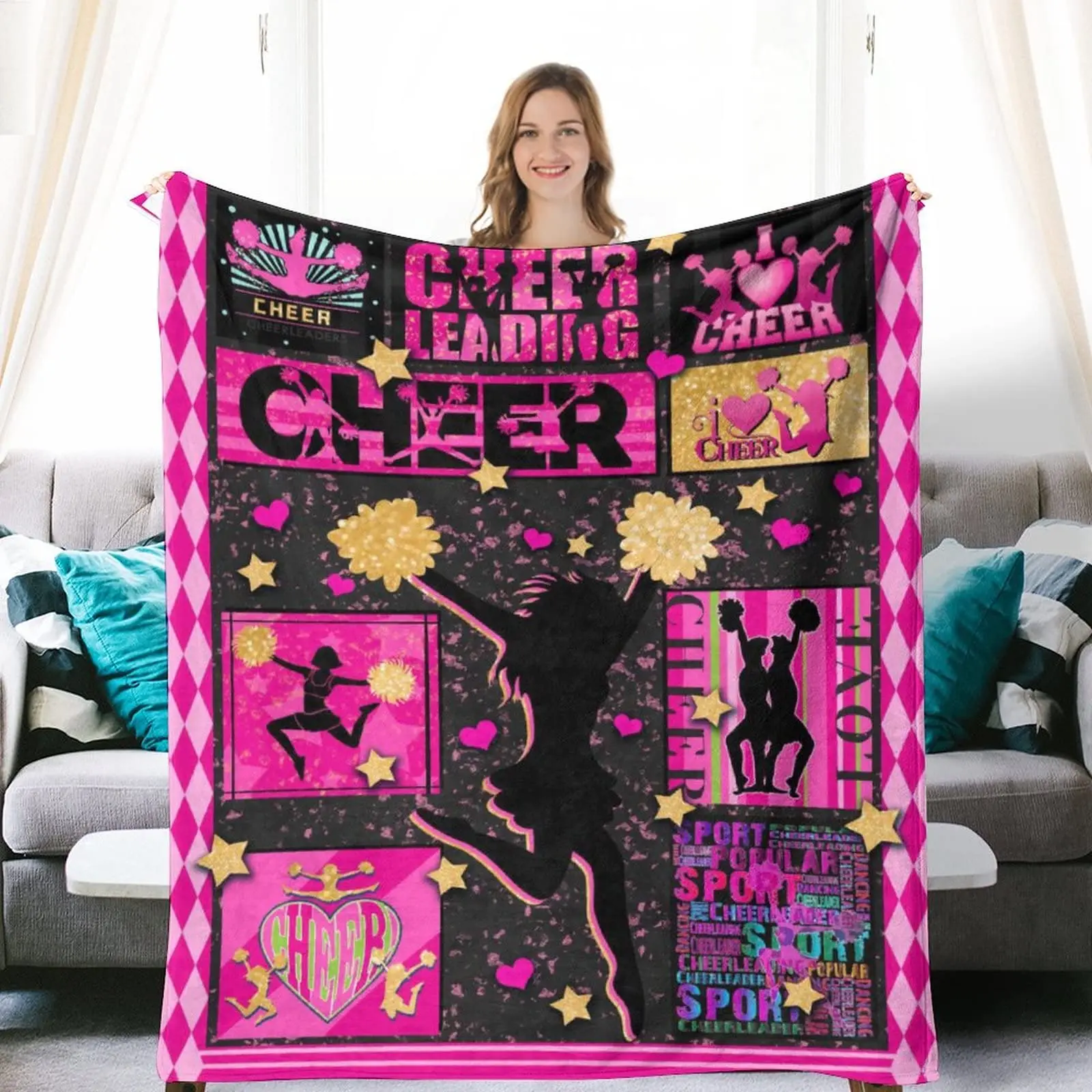 Cheerleader Soft Throw Blanket for Girls, Cheer Gifts, Team  Birthday, Christmas, Home, Teens