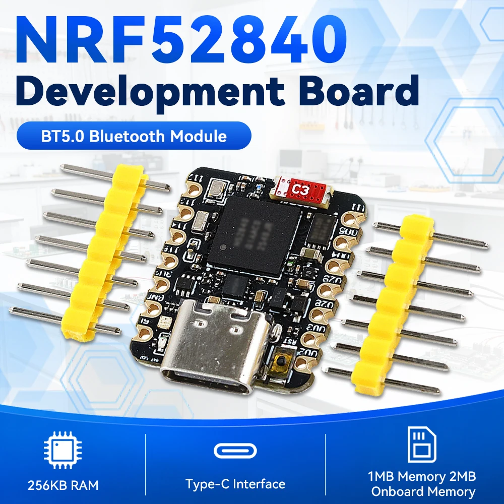 �y�Z�[�����z�~�j NRF52840 �J���{�[�h BT5.0 Bluetooth ���W���[�� MCU ���C������{�[�h 18*21 �~�����[�g�� QSPIFlash TYPE-C