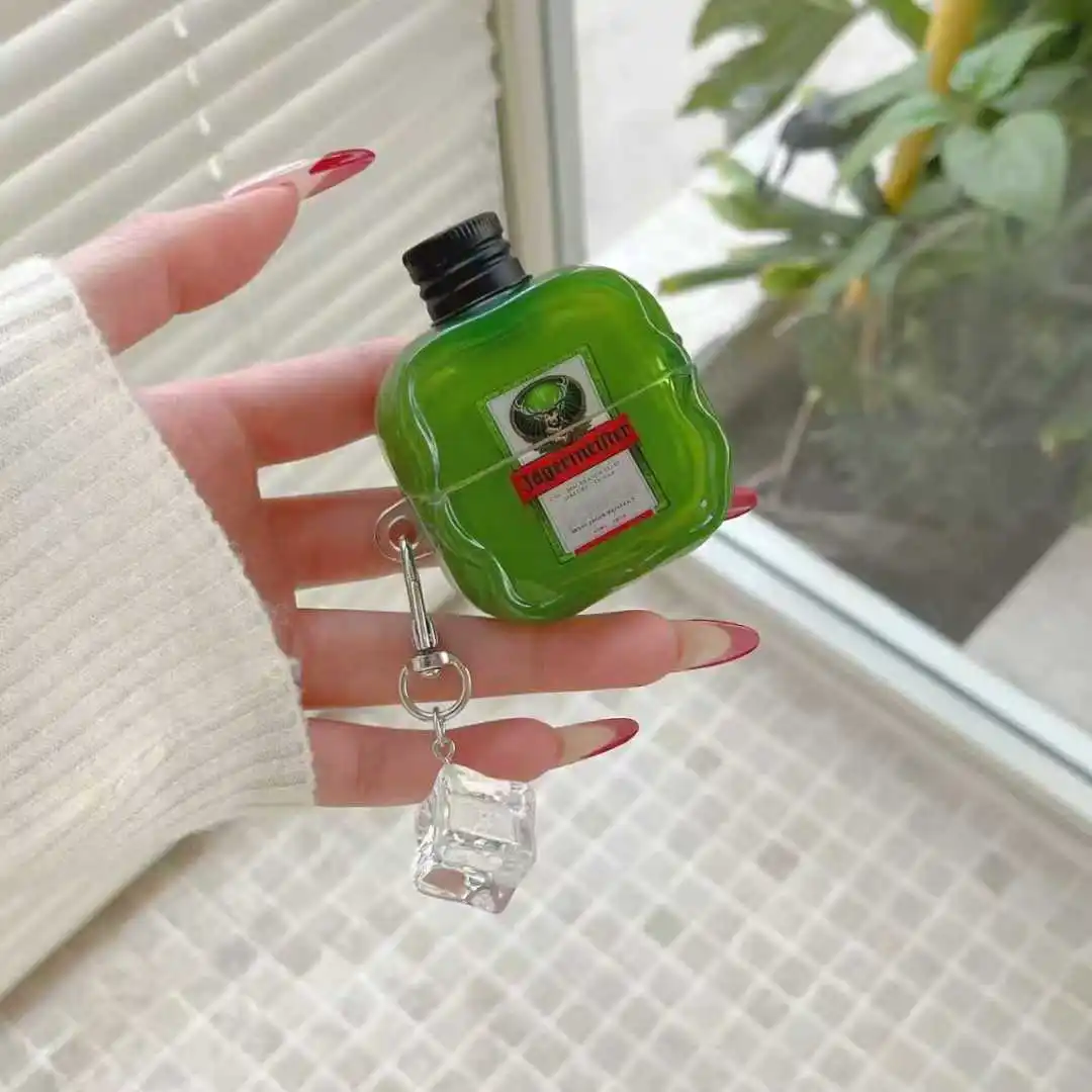 Wine Bottle Shape Earphone Case Soft TPU With Keychain For Huawei Free Clip 2 Free Clip FreeBuds SE2 SE3 5i 6i  Protective Cover