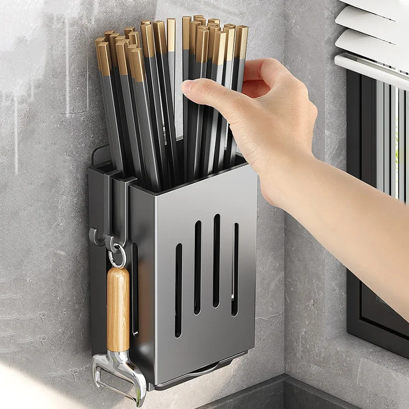 Kitchen Wall-mounted Curker Tracking Tackle Stainless Steel Spoon Fork Chopsticks, Danger storage rack, Danger supplies,