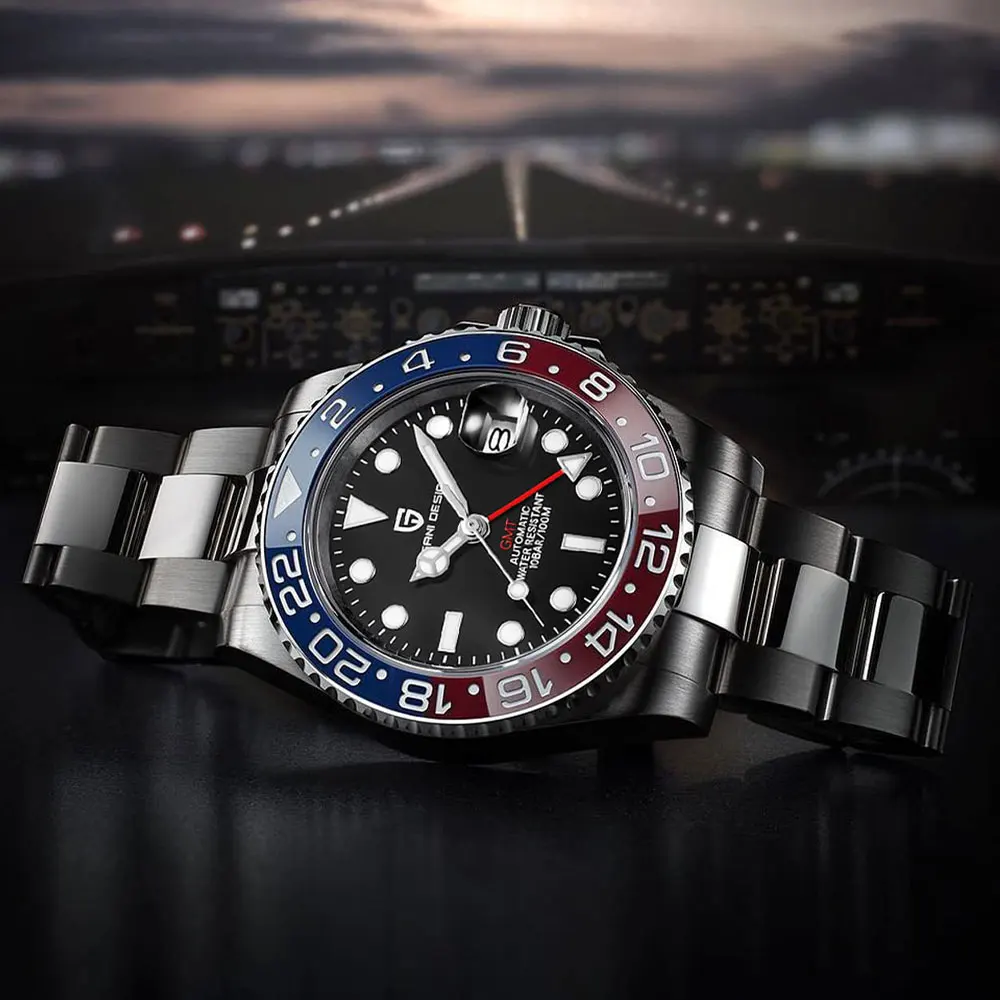 

PAGANI DESIGN 40mm GMT Luxury Men's Watch Top Brand Mechanical Watch for Men Sapphire Glass 100M Waterproof Automatic Wristwatch