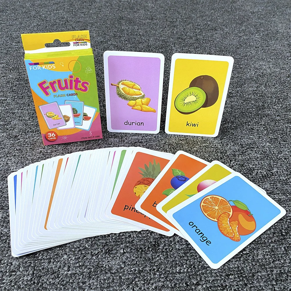 36Pcs Kinder Erkenntnis Karte Form Tier Farbe Lehre Baby Englisch Lernen Wort Karte Bildung Spielzeug Montessori Material Geschenk