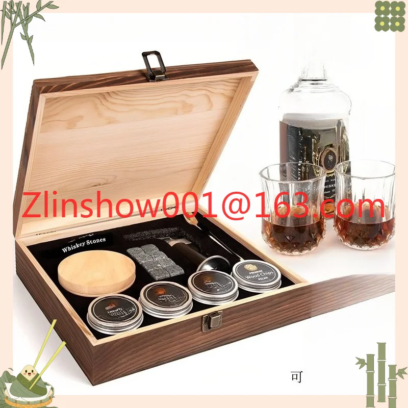 Wooden box beech cover bar DIY bartending set, gift set smoker