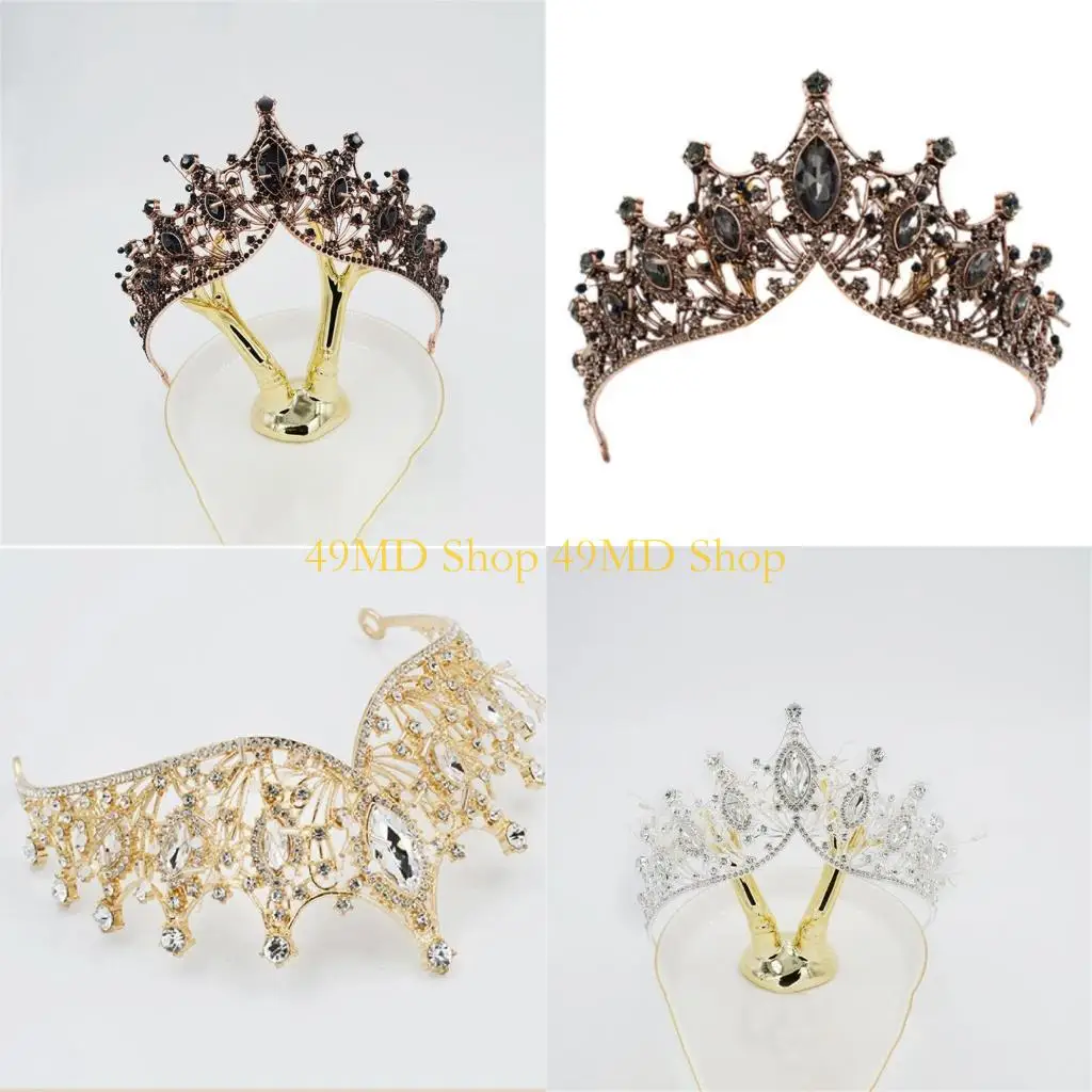 

49MD вечерние короны для девочек, карнавальный головной убор ведьмы, роскошный хрустальный средневековый головной убор для и