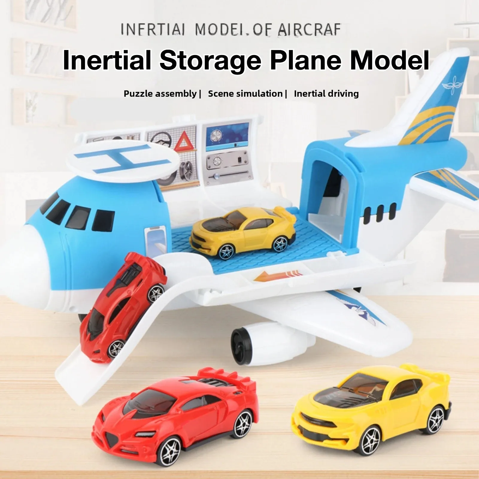 

Игровой набор «Транспорт: грузовой самолет» с мини-машинками и вертолетом, развивающий игровой набор «Самолет» для мальчиков, девочек и малышей от 3 лет, подарок