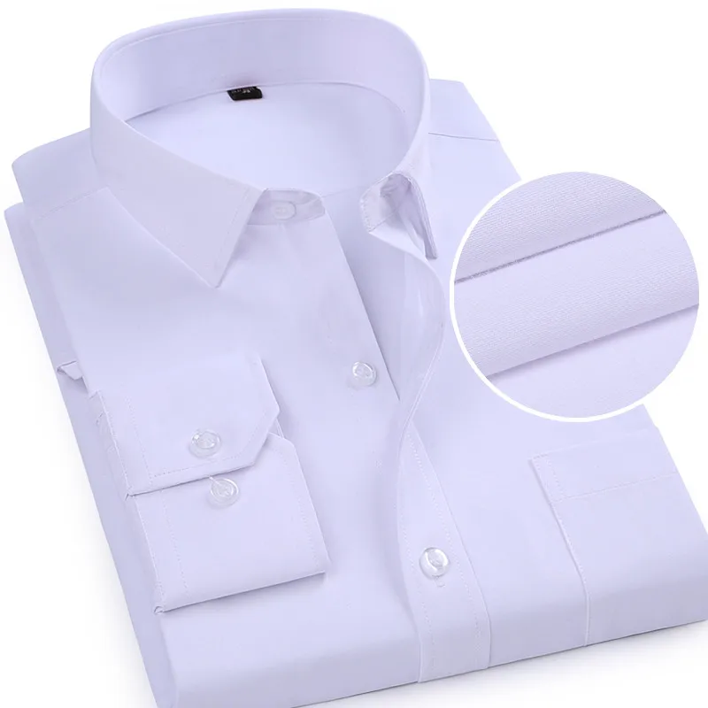 2024 New Men's White Business Shirt Men Long Sleeve Leisure Patchwork Black Social Dress Shirts