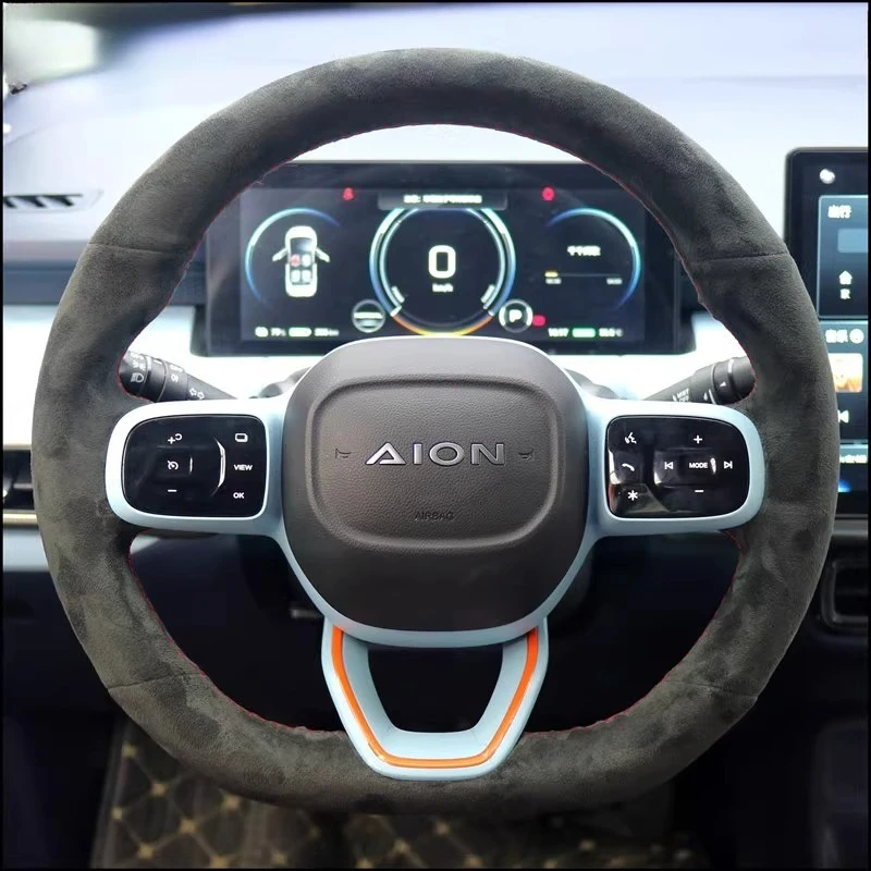 

Hand-Stitched Non-slip Durable Suede Nappa Leather Steering Wheel Cover For Aion Y S Car Interior Modified Accessories