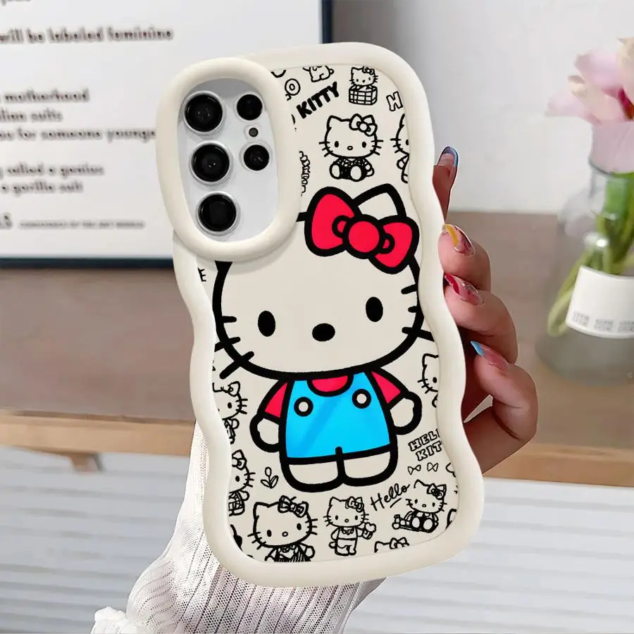 حافظة لهاتف سامسونج جالاكسي S20 FE S25 + S24 + S22 Ultra S21 S25 S23 Plus S24 غطاء هاتف ناعم لطيف القط مرحبا كيتي #3