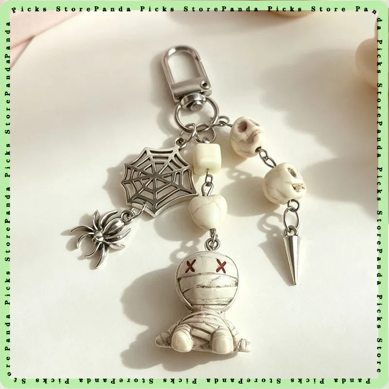 Generic Wrapped Doll Keychain Dark Aesthetic Bag Charm Cute Beaded Pendant Unique Souvenir Gift For Friends