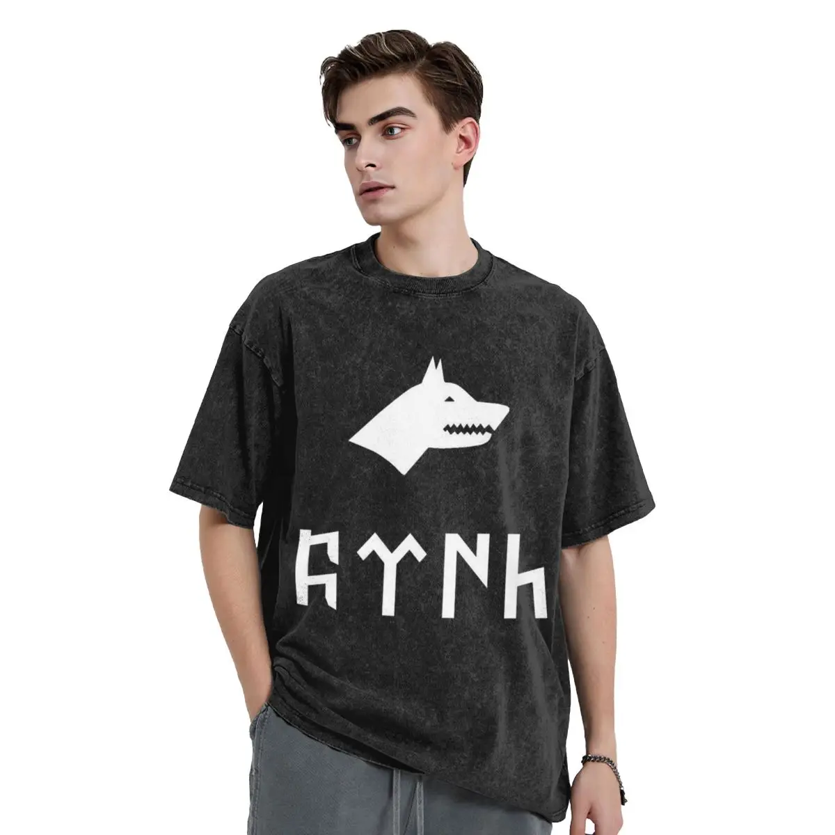 Bozkurt Song Logo Washed T Shirts Oversized Short Sleeve Hip Hop T-Shirt Streetwear Tops Tees for Men Women
