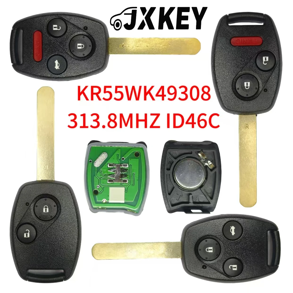 

2/PCS JXKEY Car Remote Control Key For Honda CRV Accord Pilot Civic 2008-2015 KR55WK49308 ID46 PCF7941 313.8MHz