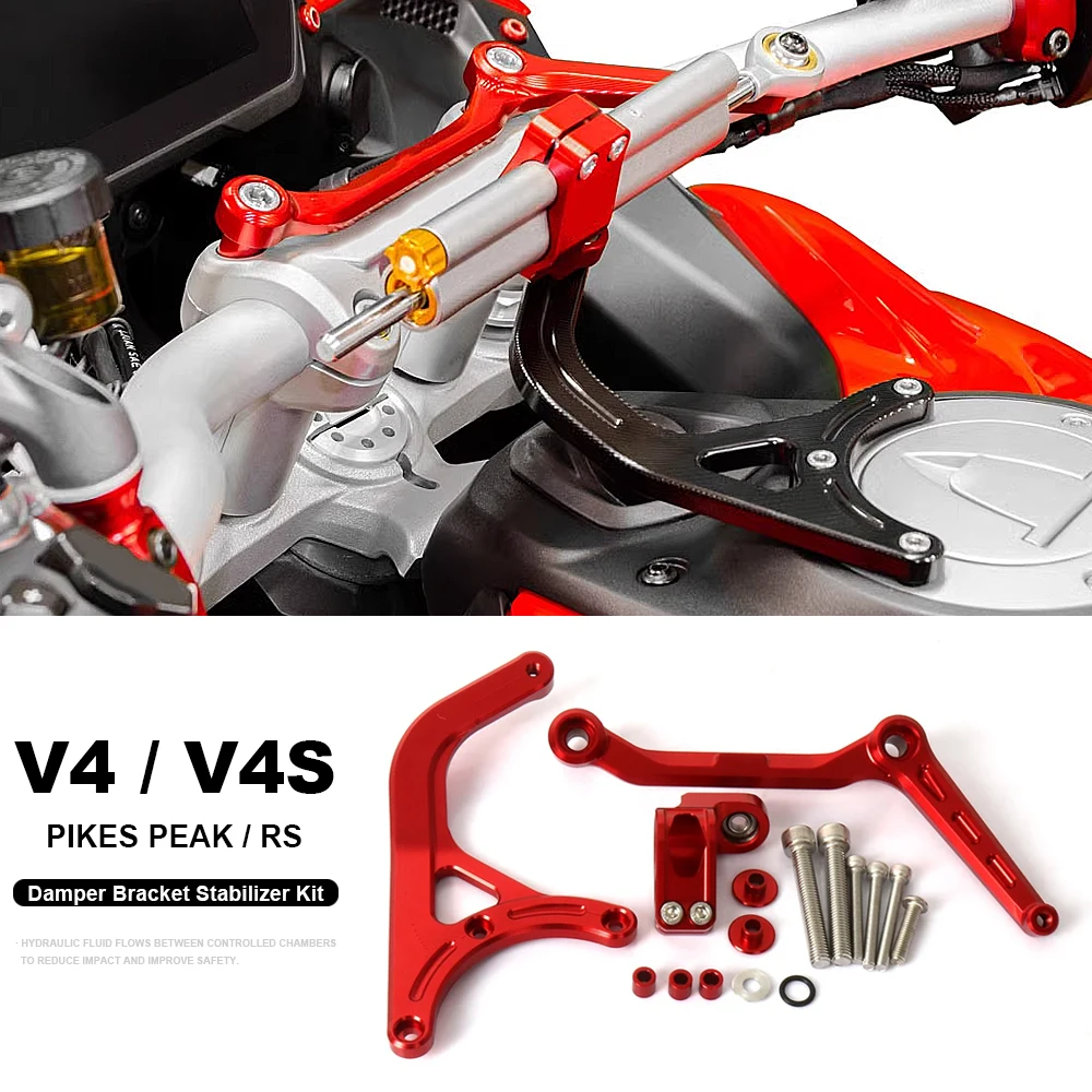 

Motorcycles Steering Stabilizer With Logo Damper Bracket Mount Kit For Ducati Multistrada V4 S 2021-2024 MULTISTRADA V4 RS 2024
