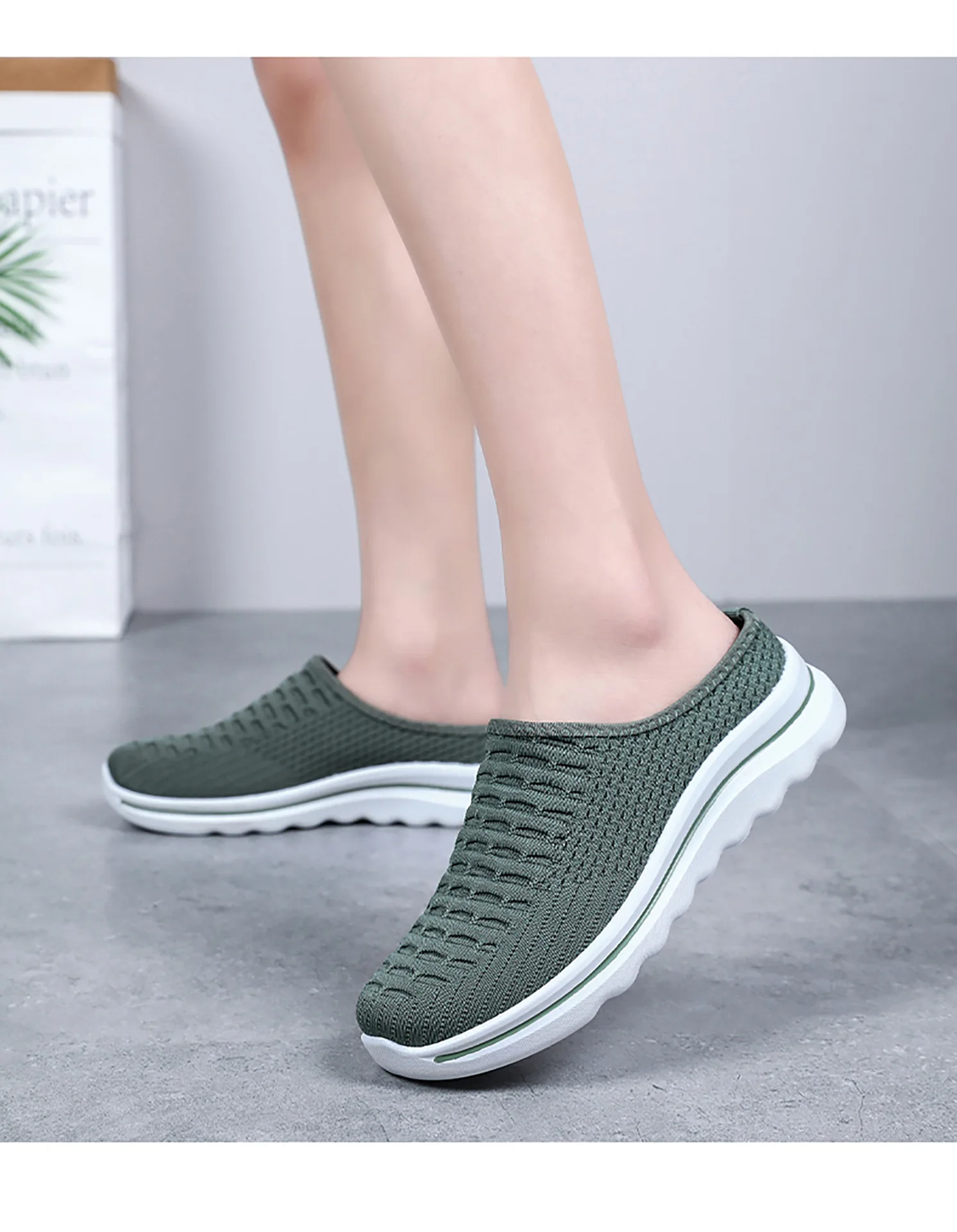 Übergrößen Damen Atmungsaktive Mesh-Pantoletten Slip-On Freizeitschuhe für Innen- und Außenbereich Tägliches Tragen – Detail 15