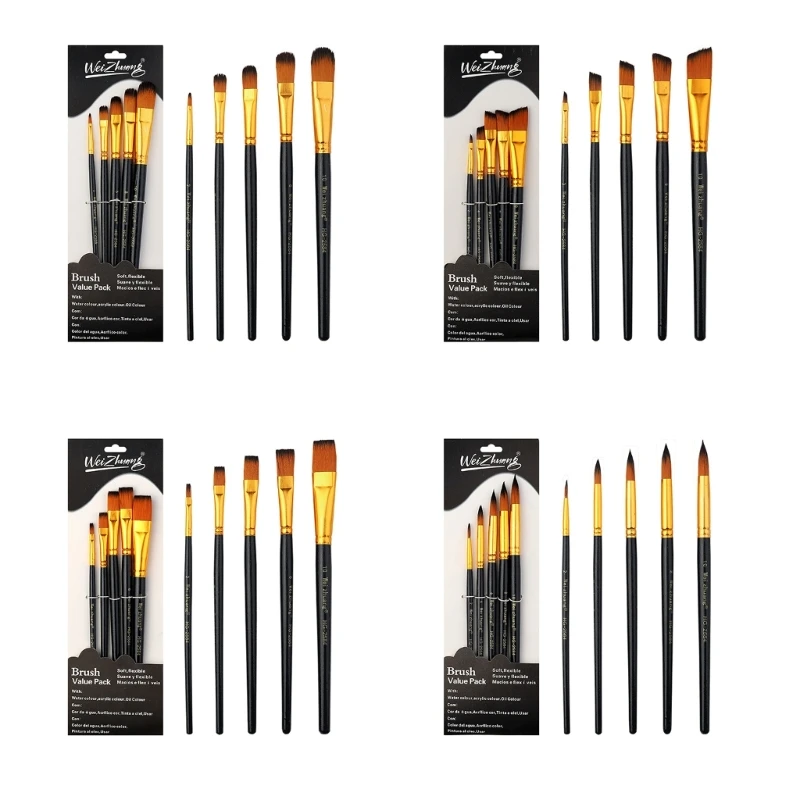 5 Pieces Paint Brush Set Oil Watercolor Paint Brushes Artist Paintbrushes Round Head Flat Head Brushes Drawing Supplies