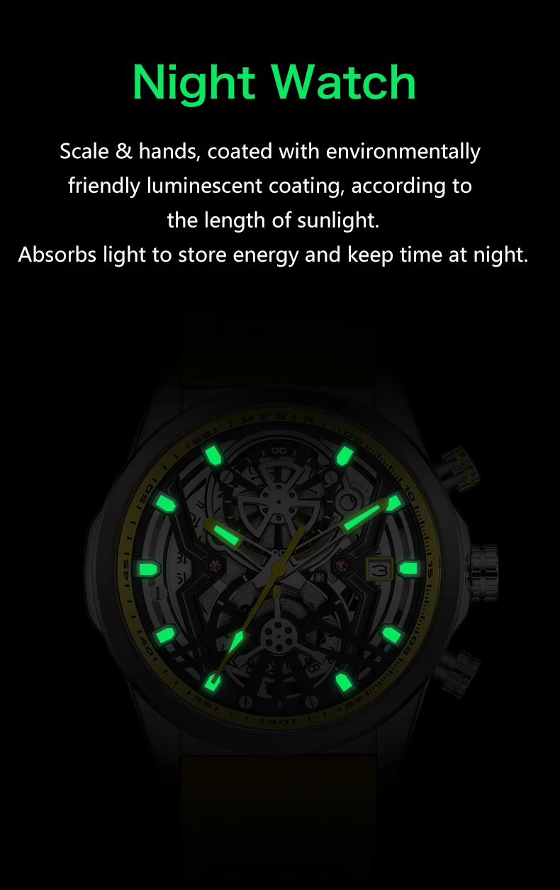 MEGIR Men\'s Watch Top Brand Fashion Quartz Wristwatch Waterproof Luminous Sports Military Watches Clock with Auto Date 2235