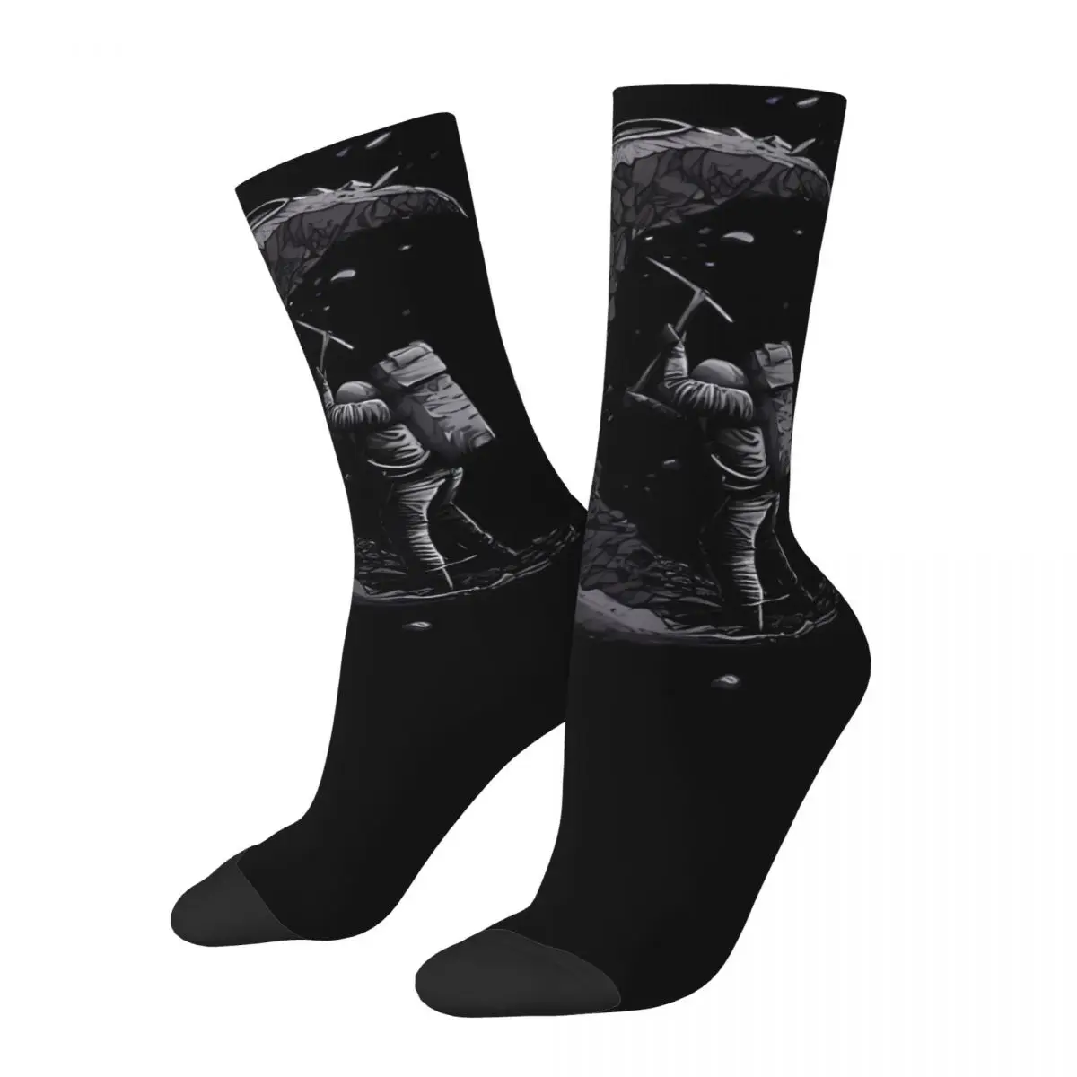 Astronauts Cherish The Lunar Environment Unisex Socks,Moon Cycling 3D Print Happy Socks Street Style Crazy Sock