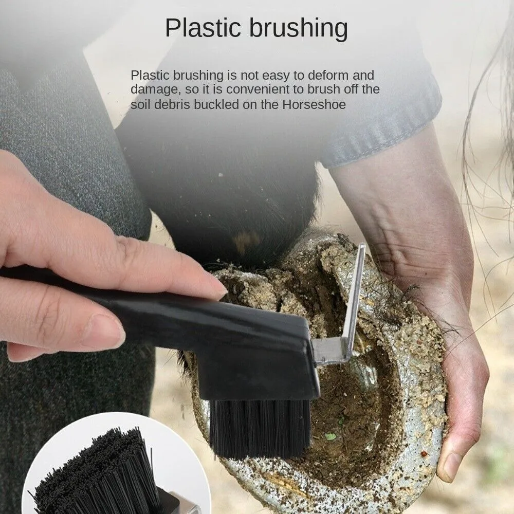 

Black Horse Hoof Pick Brush Plastic Multifunction Horses Hoof Groove Cleaner Horse Gear Supplies Portable