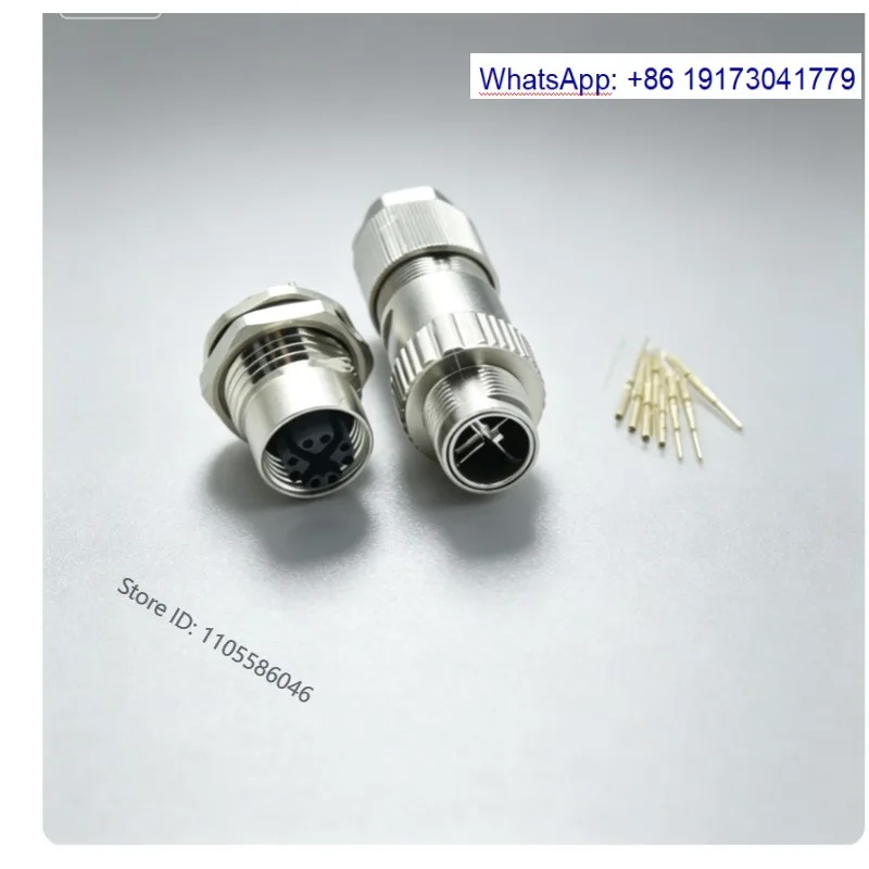 1pcs / Industrial 10GB LAN 8-pin M12 X code connector circular metal cable installation DIN type,suitable for power applications