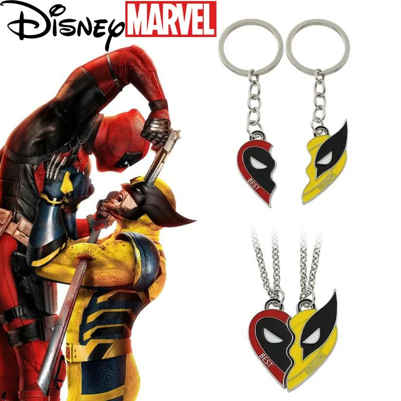 Marvel Movie Deadpool 3 Necklace Deadpool and Wolverine Best Friend Necklace Pendant Heart Necklace Children\'s Toy Birthday Gift