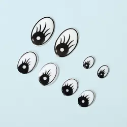 Ojos de pestañas negras para piezas, Ojos de animales de dibujos animados, accesorios de juguetes de peluche, no autoadhesivos, 50 Uds.