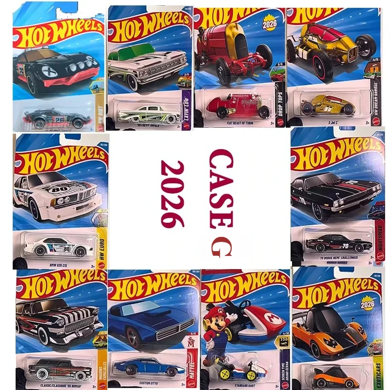 Auténticos Coches de Juguete Hot Wheels 2026G: Mazda Pickup, Chevy Rodger Dodger, Toyota, Porsche, Pagani, Fiat, para Niños, Modelos de Pista