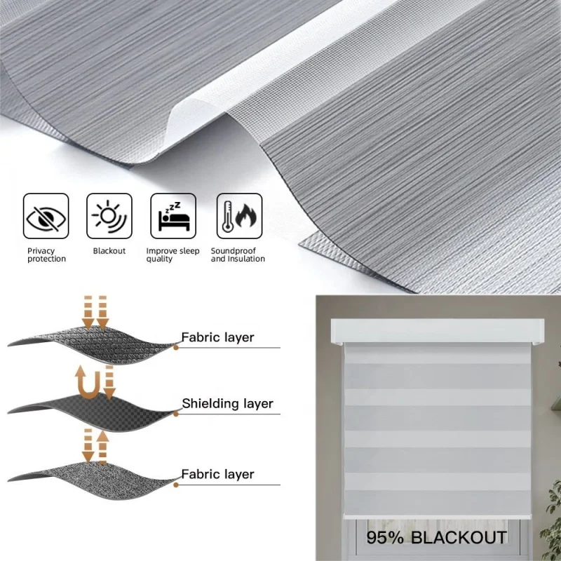 عالية الجودة مخصصة ظلال نسيج مقاوم للماء السلكية موتور تويا اليكسا جوجل المنزل التحكم الذكي التلقائي زيبرا الستائر للنافذة #3