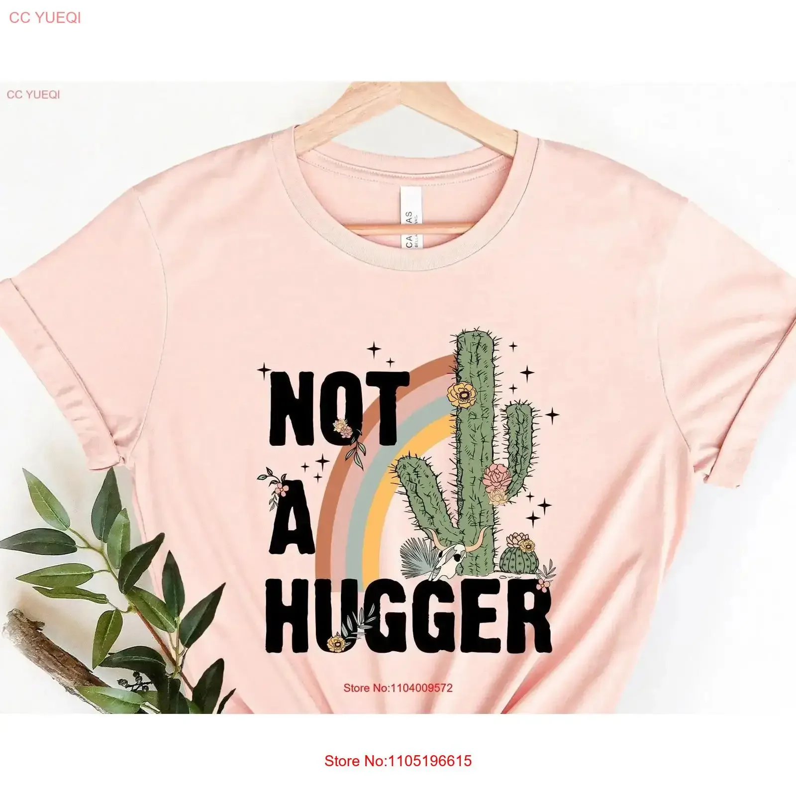 Not a Hugger T Shirt Don't Hug Me Cactus Sarcasm Funny Sayings Cute vintage Washed Comfortable Stretched Versatile Soft fashion