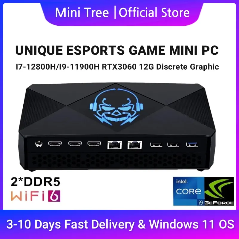 12th Gen Core i9 Gaming Mini PC 11900H With RTX3060 12G DDR5 Windows 11 Pro Mini Gamer Desktop Computer Dual Lan 3*HD Type-C