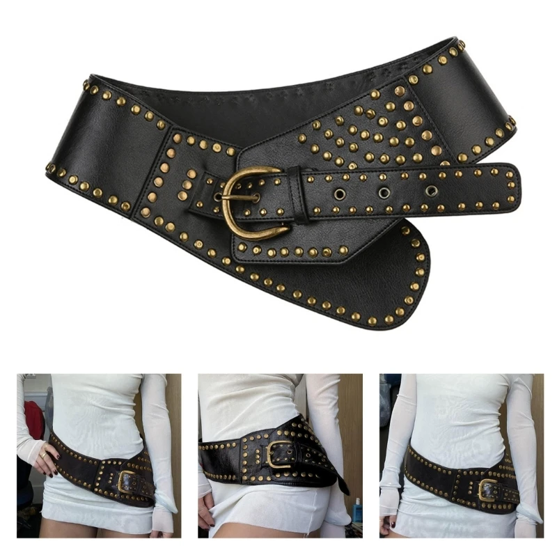 

Teenagers Exaggerated Adjustable Buckle Waist Straps Irregular Belt Coat Jeans Male Wide Fashion Formal Waistband