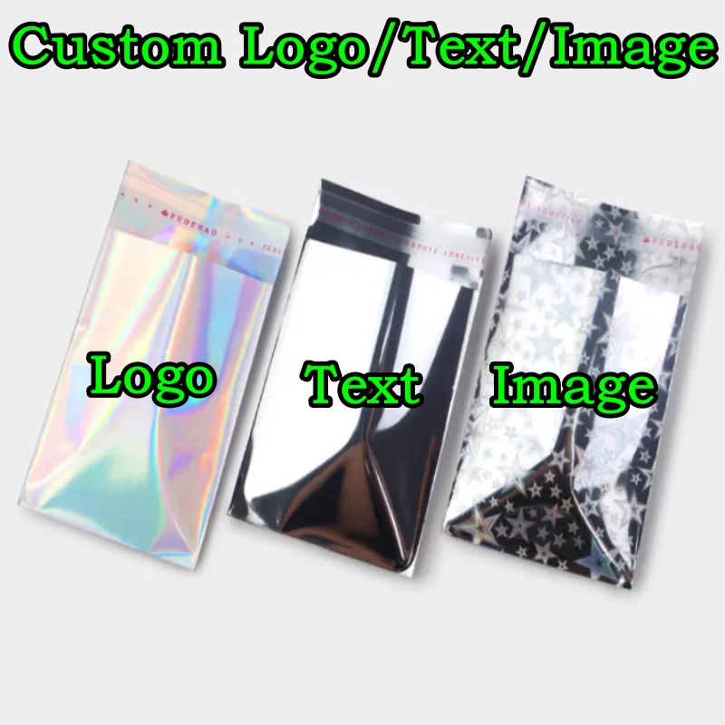 200 Sachets d'Emballage en Aluminium Argenté Laser, Personnalisables avec Logo, Auto-adhésifs, pour Téléphones Portables, Cadeaux, Jouets, Bijoux, Impression, Expédition