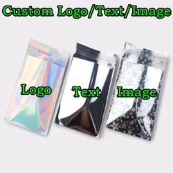 200PCS Laser Silver Aluminum Foil Packaging Bag DIY Logo Self Adhesive Phonecell Gift Toys Jewelry Printing Shipping Pouches