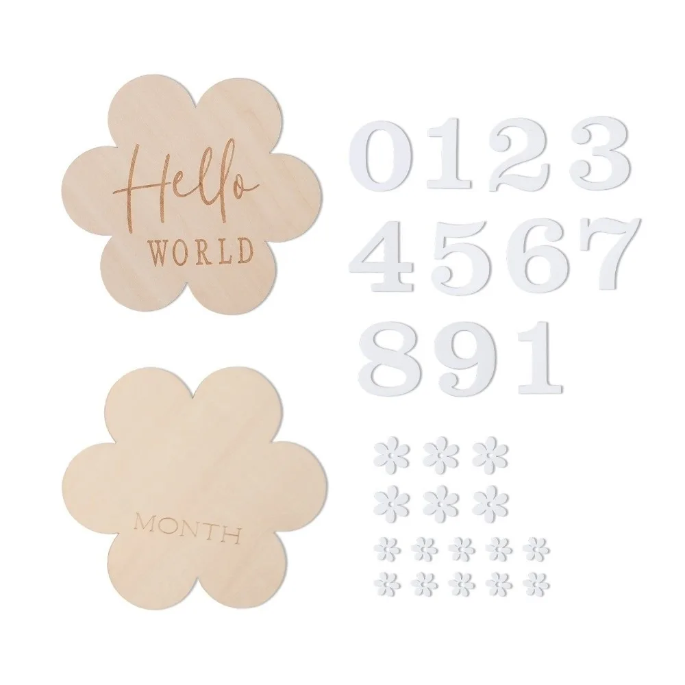Calendar Newborn Growth Commemorative Card Handmade Photo Props Baby Milestones Card Flower 1-12 Month