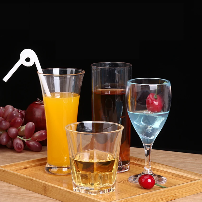 1PC Acrylic Drinking Glasses Shatterproof Water Tumblers Unbreakable Reusable Beer Champagne Cup Transparent Juice Cups