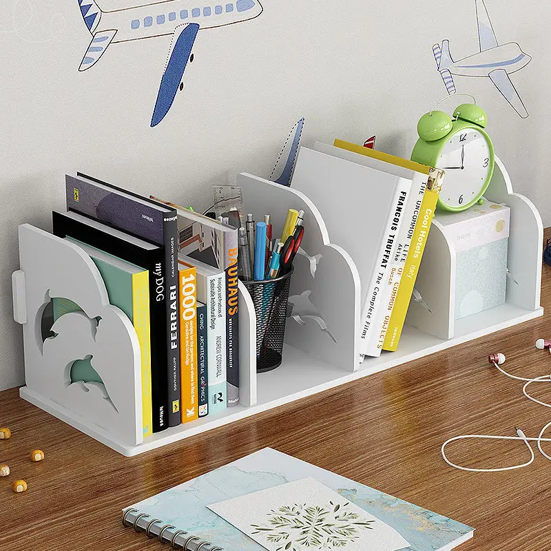 Hollow Book Storage Rack Wooden Office Desktop File Shelf Information Magazine Storage Holder Living Room Table Book Stand