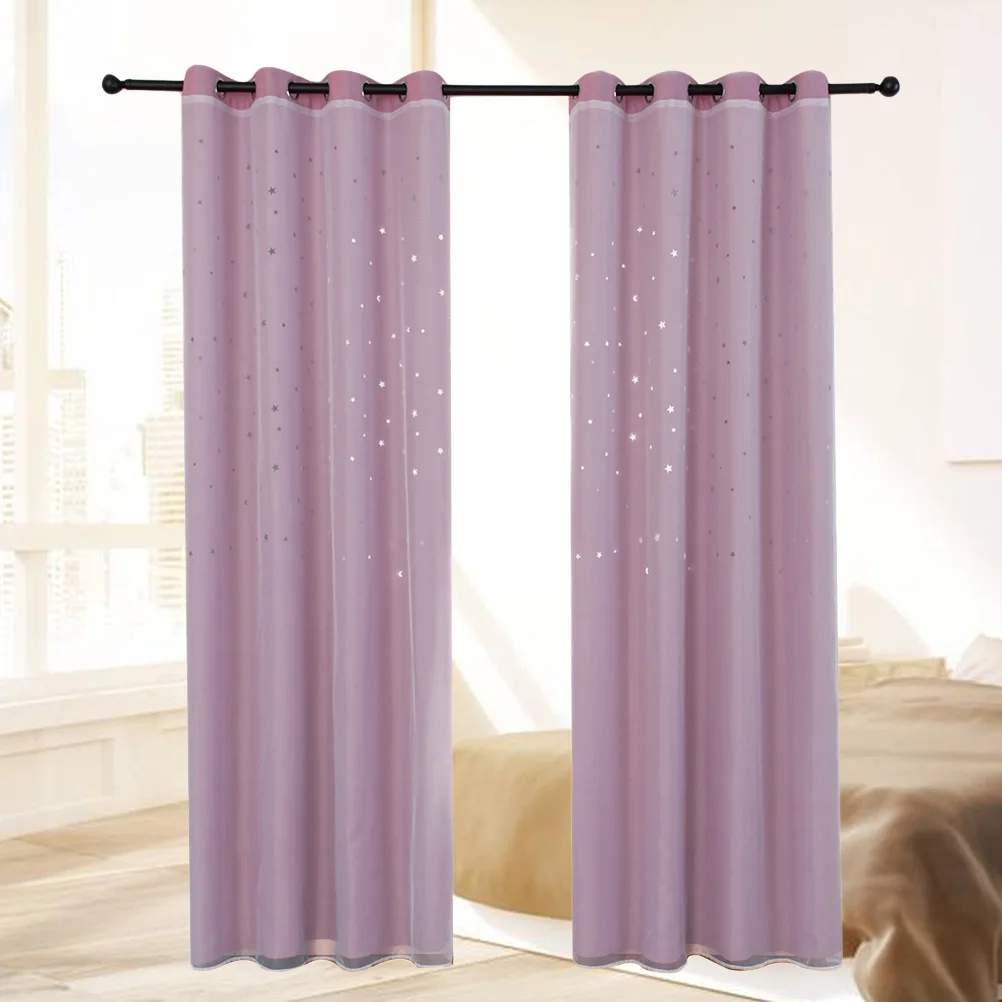 

Blackout Curtain Stars Window Hollow out Kids Bedroom Double layer Thermal Insulated Polyester Sheer Curtains Privacy