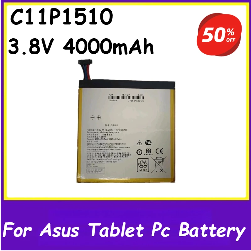 

Tablet PC Battery 3.8V 4000mAh C11P1510 For Asus Zenpad S 8.0 Z580CA Replacement Battery Brand-New High Quality