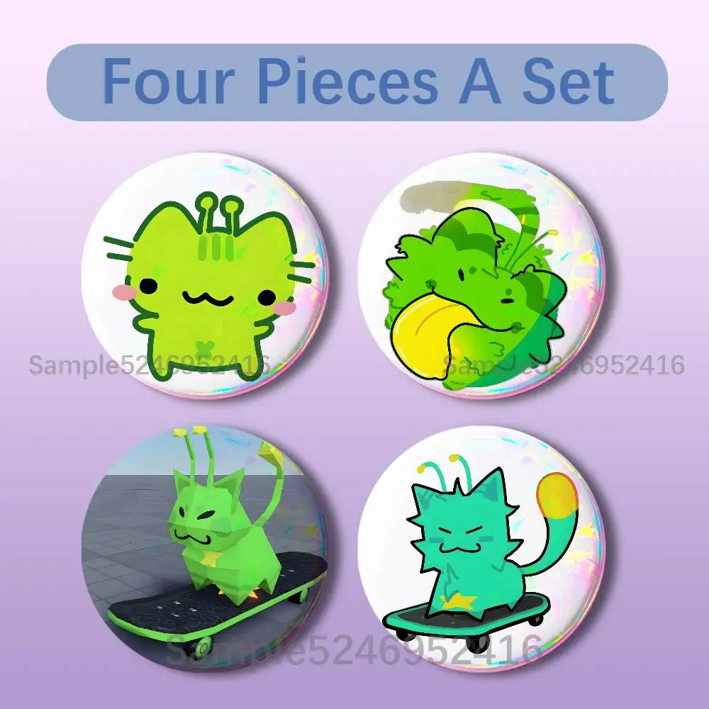 

G-Gnarpy Alien Cat 4 Pieces Set Badge Set Fashion Brooches for Women Men Backpack Accessory Bag Badge Jewelry Gift