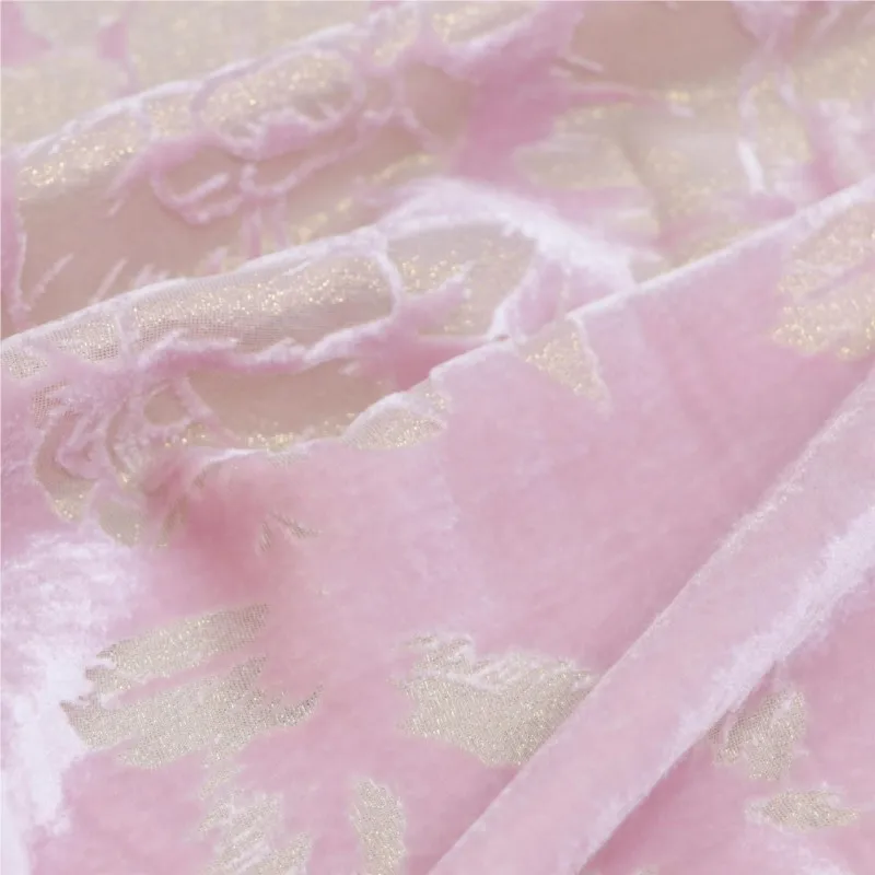 

The fabric of cheongsam dress is made silk-woven golden flower velvet