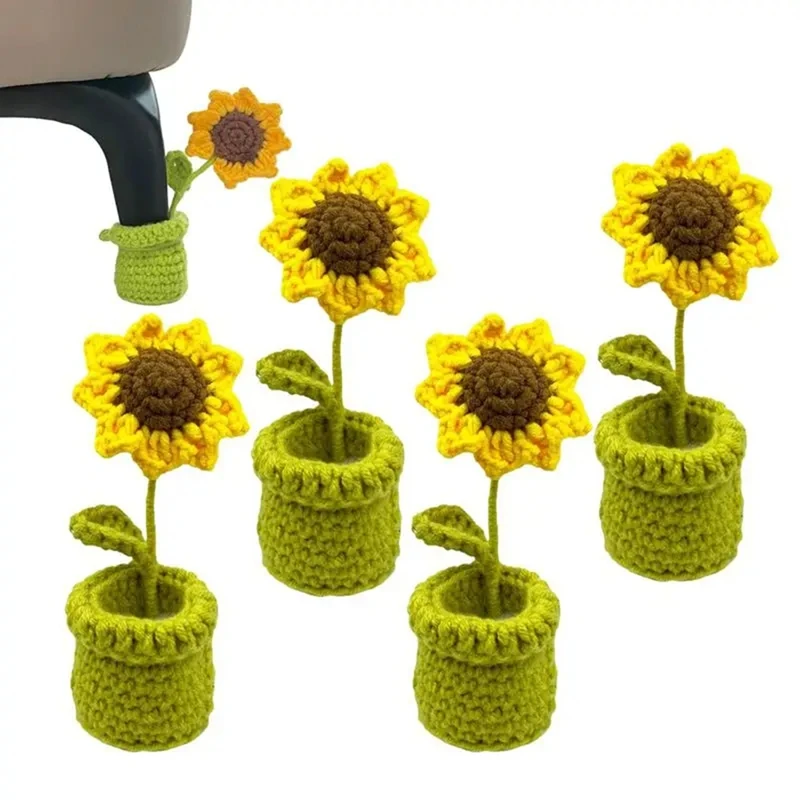 Flower Chair Legs 4Pcs Chair Leg Floor Protector Furniture Sock Elastic Non-Slip Sunflower Design For Oval Furniture Leg