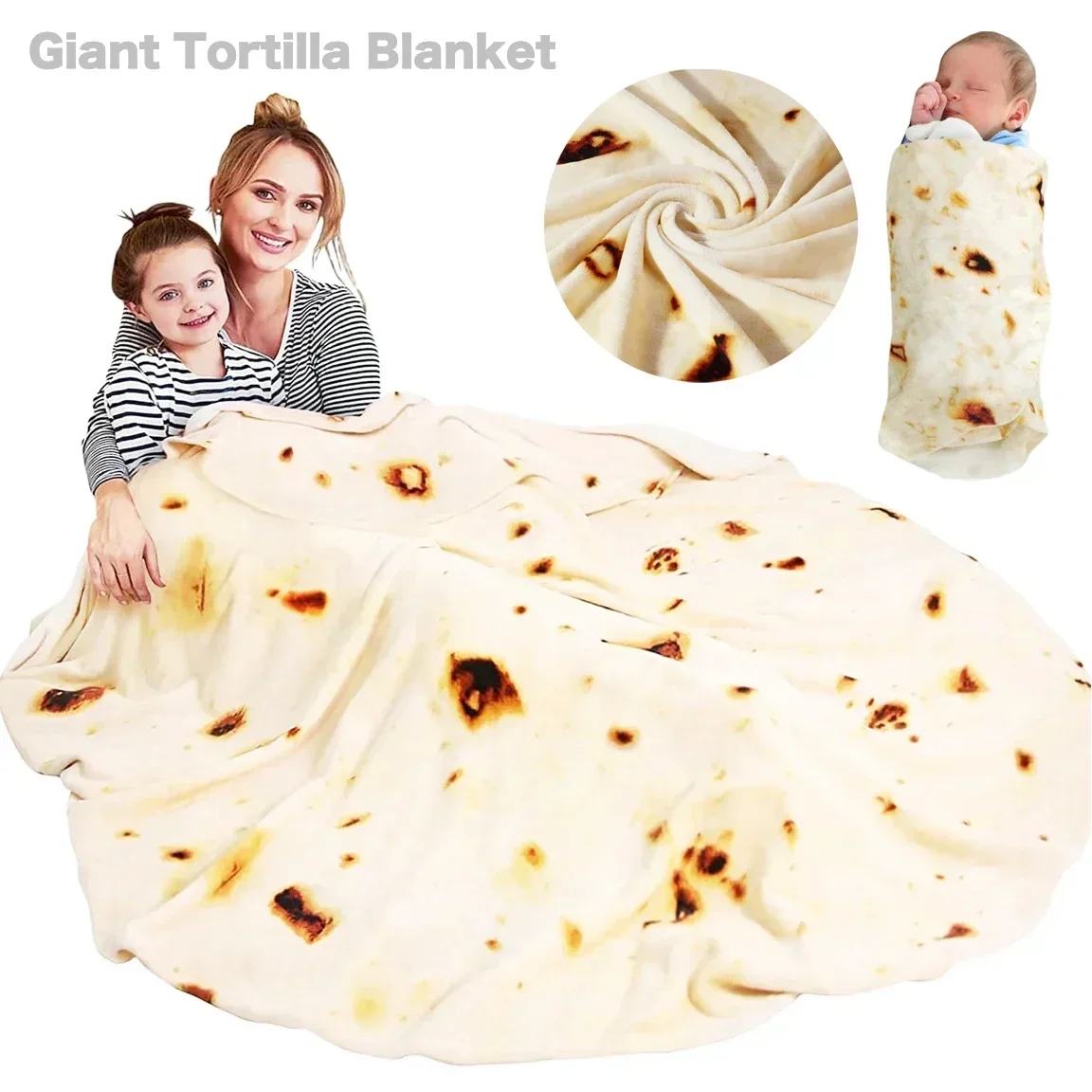 Lightweight Downy Warm Mexican Tortilla Print 280Gsm Flannel Personalized Blankets Travel Catnap Bed Wrap Blankets Dad Presents