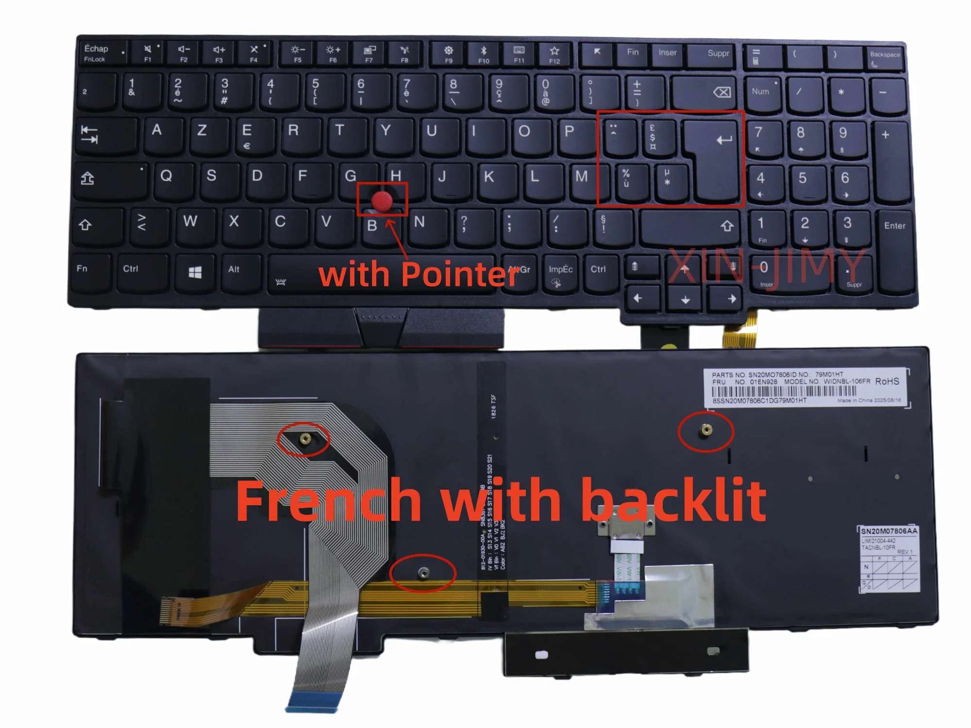 

Французская клавиатура для ноутбука с подсветкой для Lenovo Thinkpad T570 T580 P51S P52S 20L9 20LA 01EN928 01EN958 01ER500 01HX219 01HX259